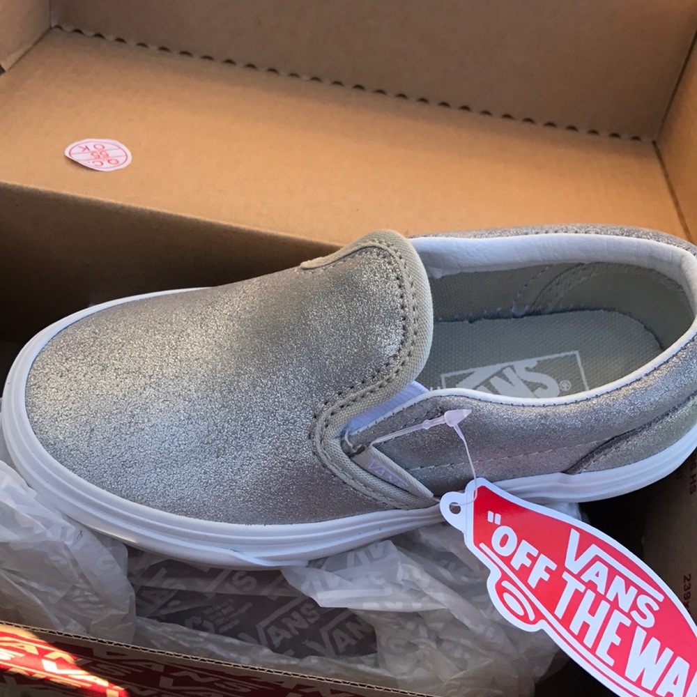Vans Silver Slip Ons